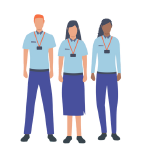 An image of three workers dressed professionally 