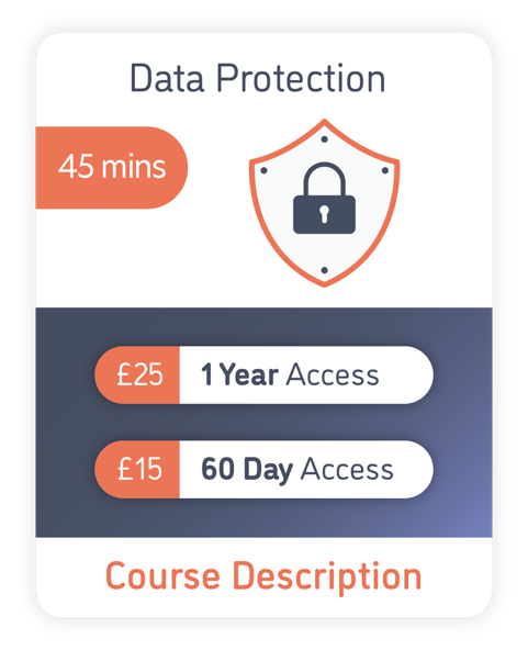 An image of Data Protection, which shows the pricing options and when clicked link to the course description 