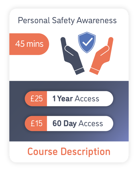 An image of Personal Safety Awareness, which shows the pricing options and when clicked link to the course description
