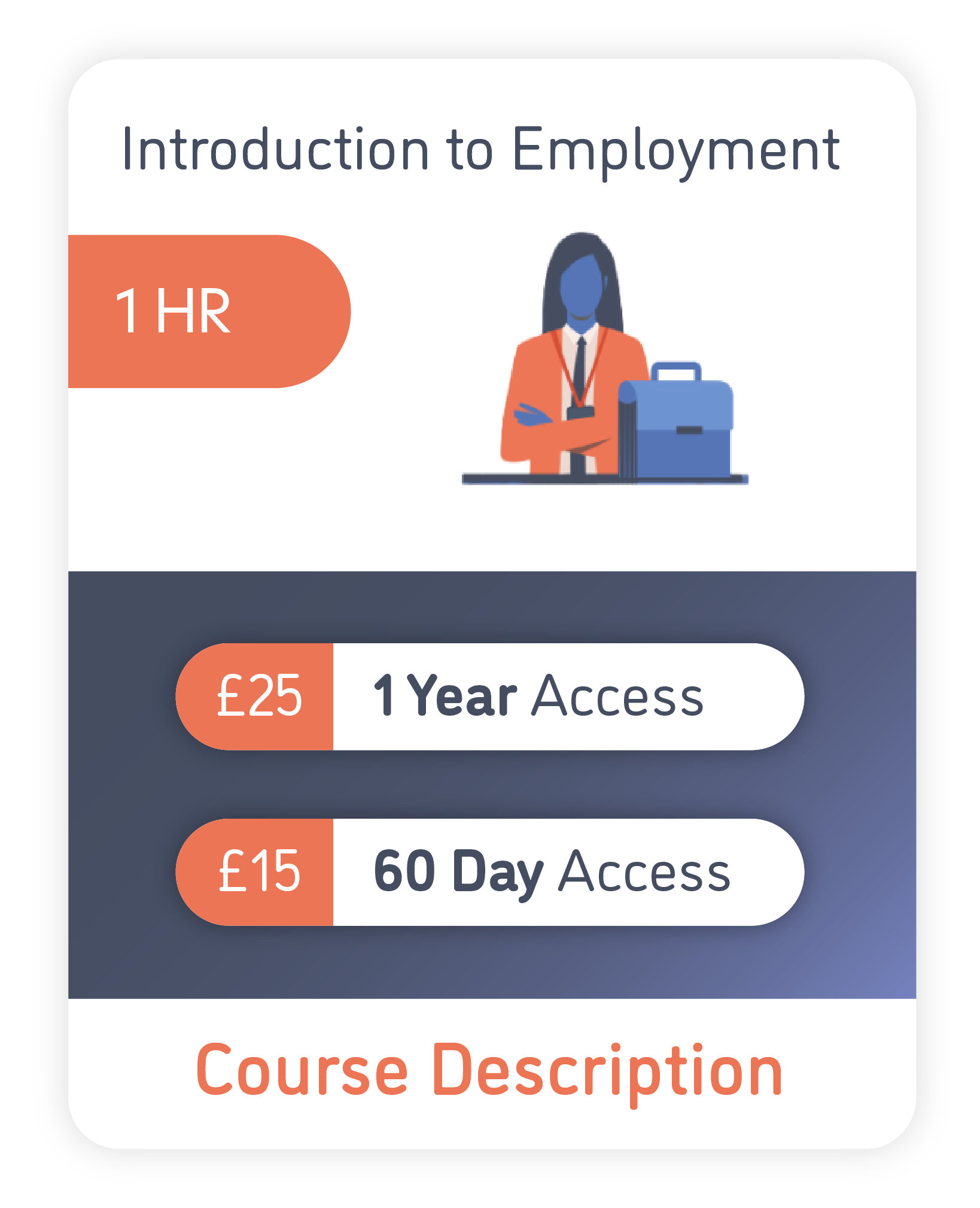An image of Introduction to Employment, which shows the pricing options and when clicked link to the course description 