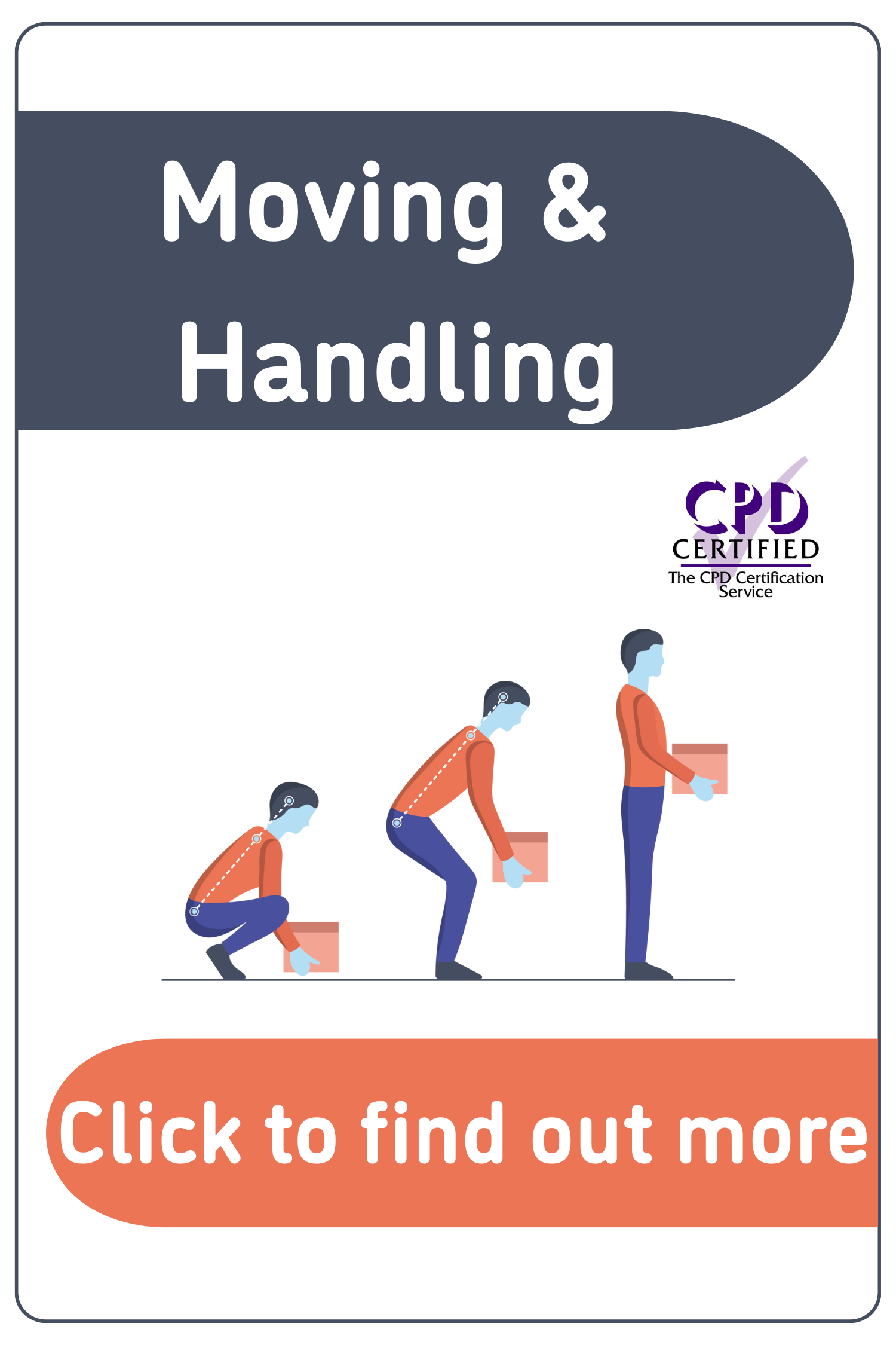 Moving & Handling Course Button An image of Moving and Handling, which shows the pricing options and when clicked link to the course description